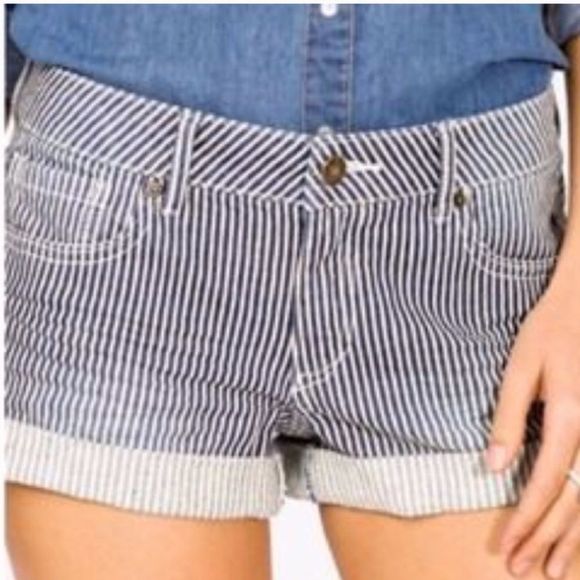 Levi's 524 Skinny Seersucker Cut Off Jean Shorts - Picture 12 of 15